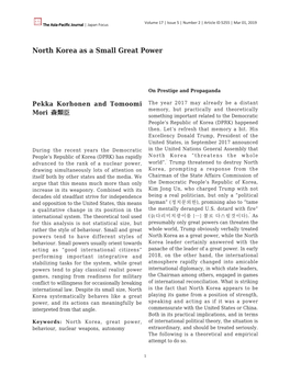 North Korea As a Small Great Power