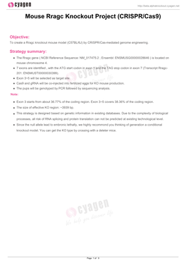 Mouse Rragc Knockout Project (CRISPR/Cas9)