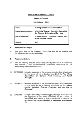 Council Tax Setting 2019-20