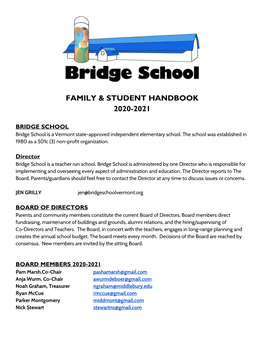 Family & Student Handbook 2020-2021