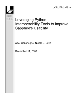 Leveraging Python Interoperability Tools to Improve Sapphire's Usability