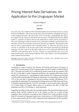 Pricing Interest Rate Derivatives: an Application to the Uruguayan Market