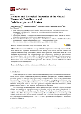 Isolation and Biological Properties of the Natural Flavonoids Pectolinarin and Pectolinarigenin—A Review