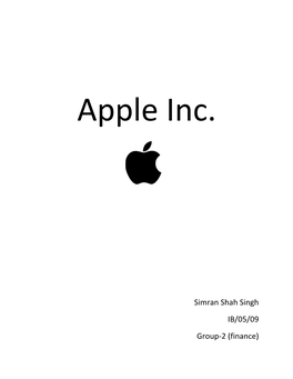 Simran Shah Singh IB/05/09 Group-2 (Finance) FOUNDATION of APPLE