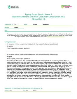 Epping Forest District Council Representations to the Draft Local Plan Consultation 2016 (Regulation 18)