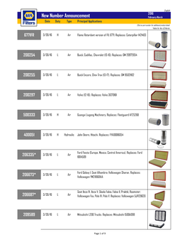 New Number Announcement February-March Date Duty Type Principal Applications Click on Part Number for Additional Product Detail