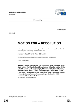 En En Motion for a Resolution