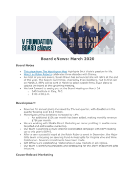 Board Enews: March 2020