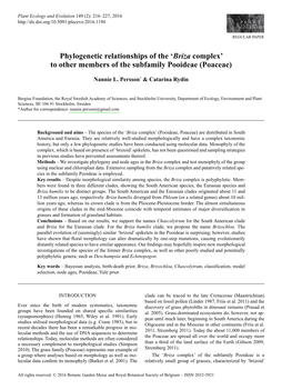 Phylogenetic Relationships of the '&lt;I&gt;Briza&lt;/I&gt; Complex' to Other