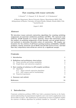 Fast Counting with Tensor Networks Abstract Contents 1 Introduction