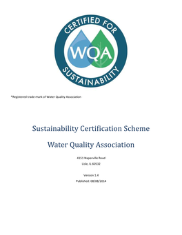 Sustainability Certification Scheme Water Quality Association