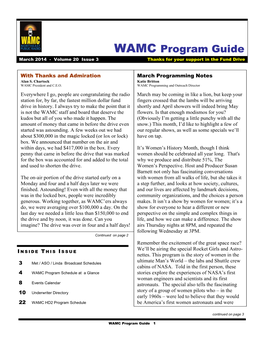 WAMC Program Guide March 2014 - Volume 20 Issue 3 Thanks for Your Support in the Fund Drive