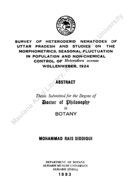 Survey of Heteroderid Nematodes Of