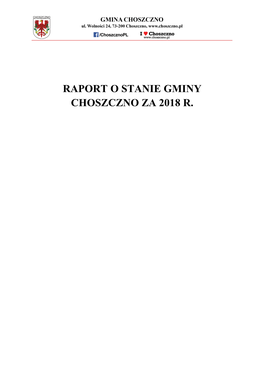 Raport O Stanie Gminy Choszczno Za 2018 R