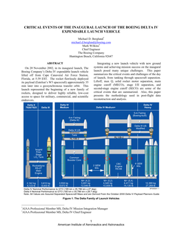 Critical Events of the Inaugural Launch of the Boeing Delta Iv Expendable Launch Vehicle