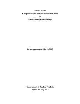 Report of the Comptroller and Auditor General of India on Public Sector Undertakings