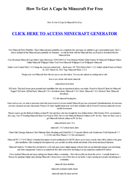 How to Get a Cape in Minecraft for Free