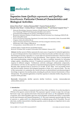 Saponins from Quillaja Saponaria and Quillaja Brasiliensis: Particular Chemical Characteristics and Biological Activities