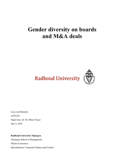 Gender Diversity on Boards and M&A Deals