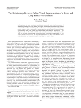 The Relationship Between Online Visual Representation of a Scene and Long-Term Scene Memory