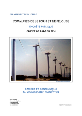 ENQUÊTE Eolien LE BORN Et PELOUSE