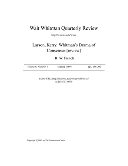 Walt Whitman Quarterly Review