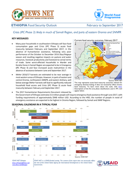 ETHIOPIA Food Security Outlook February to September 2017