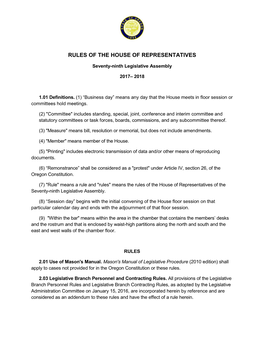 Rules of the House of Representatives