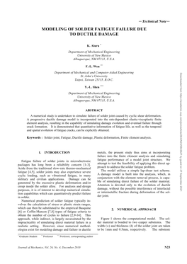 Modeling of Solder Fatigue Failure Due to Ductile Damage