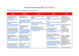 Sixth Form Transition Task 2021: Applied Business