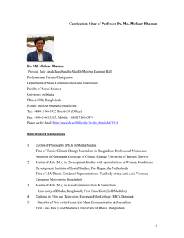 Curriculum Vitae of Professor Dr