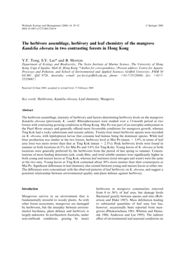 The Herbivore Assemblage, Herbivory and Leaf Chemistry of the Mangrove Kandelia Obovata in Two Contrasting Forests in Hong Kong