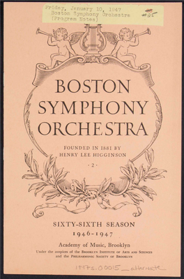 Boston Symphony Orchestra SERGE KOUSSEVITZKY, Music Director