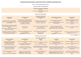 Program Overview Research in Behavioral Finance Conference Amsterdam 2018