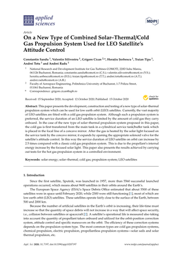 On a New Type of Combined Solar–Thermal/Cold Gas Propulsion System Used for LEO Satellite’S Attitude Control