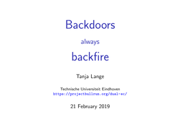 Backdoors Always Backfire