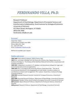 FERDINANDO VILLA, Ph.D