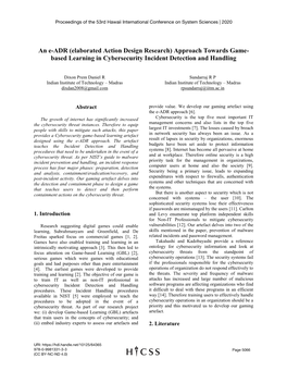 Based Learning in Cybersecurity Incident Detection and Handling