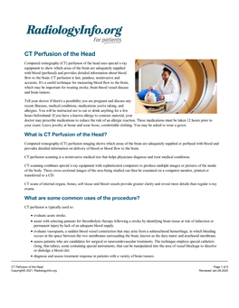 CT Perfusion of the Head