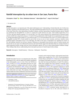 Rainfall Interception by Six Urban Trees in San Juan, Puerto Rico