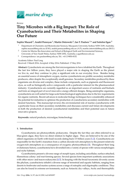 The Role of Cyanobacteria and Their Metabolites in Shaping Our Future