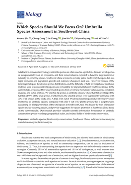 Which Species Should We Focus On? Umbrella Species Assessment in Southwest China