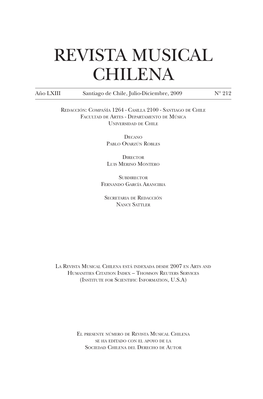 Revista Musical Chilena REVISTA MUSICAL CHILENA