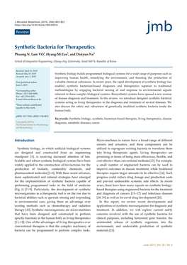 Synthetic Bacteria for Therapeutics Phuong N