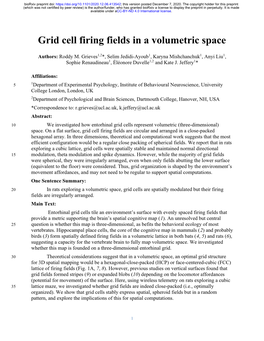 Grid Cell Firing Fields in a Volumetric Space