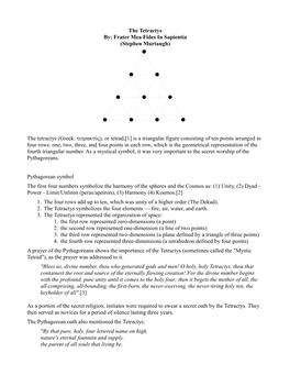 (Stephen Murtaugh) the Tetractys (Greek: Τετρακτύς), Or Tetrad,[1]