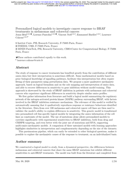 Personalized Logical Models to Investigate Cancer