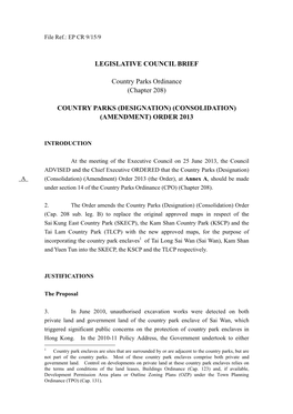 LEGISLATIVE COUNCIL BRIEF Country Parks Ordinance (Chapter