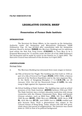 Legislative Council Brief