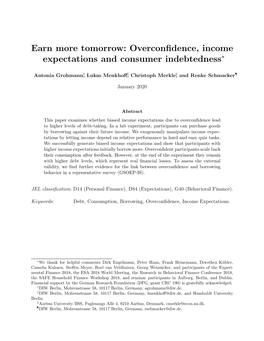 Overconfidence, Income Expectations and Consumer Indebtedness